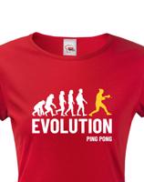 Dámské tričko Evoluce ping pong-  skvělý dárek pro hráče ping pongu