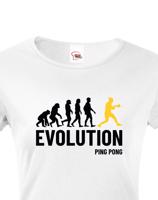 Dámské tričko Evoluce ping pong-  skvělý dárek pro hráče ping pongu