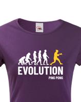 Dámské tričko Evoluce ping pong-  skvělý dárek pro hráče ping pongu