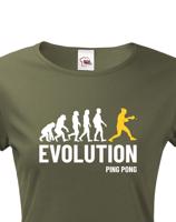 Dámské tričko Evoluce ping pong-  skvělý dárek pro hráče ping pongu