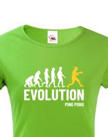 Dámské tričko Evoluce ping pong-  skvělý dárek pro hráče ping pongu