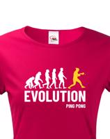 Dámské tričko Evoluce ping pong-  skvělý dárek pro hráče ping pongu