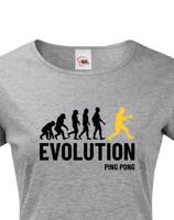 Dámské tričko Evoluce ping pong-  skvělý dárek pro hráče ping pongu