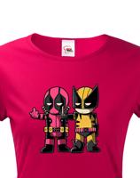 Dámské tričko Flip fiction - Deadpool a Wolverine. Skvělé jako dárek pro milovníky Marvelu