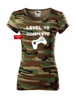 Dámské tričko k 18. narozeninám Level complete - s věkem na přání
