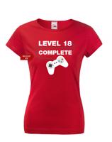 Dámské tričko k 18. narozeninám Level complete - s věkem na přání