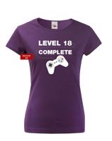 Dámské tričko k 18. narozeninám Level complete - s věkem na přání