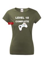 Dámské tričko k 18. narozeninám Level complete - s věkem na přání