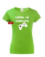 Dámské tričko k 18. narozeninám Level complete - s věkem na přání