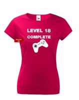Dámské tričko k 18. narozeninám Level complete - s věkem na přání