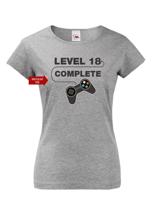 Dámské tričko k 18. narozeninám Level complete - s věkem na přání
