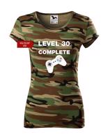 Dámské tričko k 30. narozeninám - Level complete - s věkem na přání