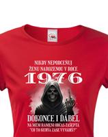 Dámské tričko k narozeninám s kostlivcem a volitelným věkem