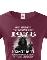 Dámské tričko k narozeninám s kostlivcem a volitelným věkem