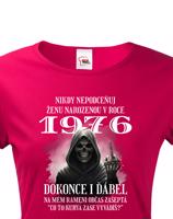 Dámské tričko k narozeninám s kostlivcem a volitelným věkem