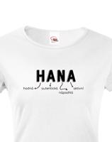 Dámské tričko k svátku s jménem Hana