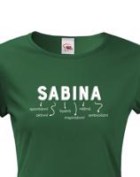 Dámské tričko k svátku s jménem Sabina