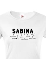 Dámské tričko k svátku s jménem Sabina