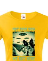 Dámské tričko Kočka a pes - vtipné tričko pro milovníky zvířat