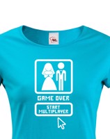 Dámské  tričko na rozlučku Game over, start multiplayer