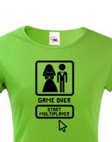 Dámské  tričko na rozlučku Game over, start multiplayer