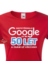 Dámské tričko Nepotřebuji Google, už znám všechno - narozeninové triko
