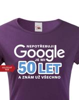 Dámské tričko Nepotřebuji Google, už znám všechno - narozeninové triko