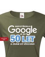 Dámské tričko Nepotřebuji Google, už znám všechno - narozeninové triko