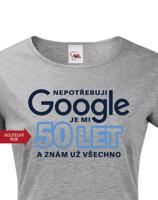 Dámské tričko Nepotřebuji Google, už znám všechno - narozeninové triko