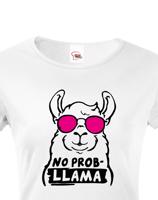 Dámské tričko No Prob - LLama - veselý potisk s ještě veselejšími barvami