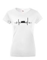 Dámské tričko pro cestovatele - srdeční tep a karavan