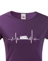 Dámské tričko pro cestovatele - srdeční tep a karavan