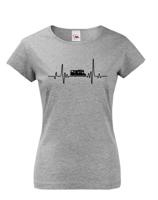 Dámské tričko pro cestovatele - srdeční tep a karavan