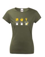 Dámské tričko pro milovnice vína s potiskem Uklidit - uvařit - víno