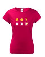 Dámské tričko pro milovnice vína s potiskem Uklidit - uvařit - víno