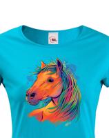 Dámské tričko pro milovníky koní - barevný kůň - dárek pro milovnici koní