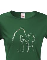 Dámské tričko pro milovníky koní - dívka a kůň- dárek pro milovnici koní