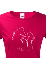 Dámské tričko pro milovníky koní - dívka a kůň- dárek pro milovnici koní