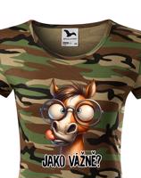 Dámské tričko pro milovníky koní - kůň a nápis Jako vážně? - dárek pro milovnici koní