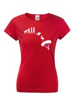 Dámské tričko pro parašutisty - Evoluce parašutisty - dárek pro parašutisty