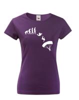 Dámské tričko pro parašutisty - Evoluce parašutisty - dárek pro parašutisty