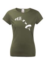 Dámské tričko pro parašutisty - Evoluce parašutisty - dárek pro parašutisty