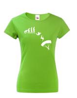 Dámské tričko pro parašutisty - Evoluce parašutisty - dárek pro parašutisty