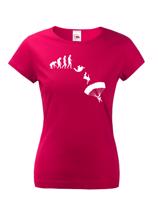 Dámské tričko pro parašutisty - Evoluce parašutisty - dárek pro parašutisty