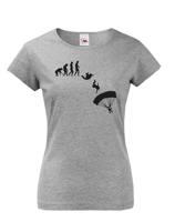 Dámské tričko pro parašutisty - Evoluce parašutisty - dárek pro parašutisty