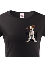 Dámské tričko pro pejskařky s Jack russel teriérem v kapsičce - kvalitní tisk