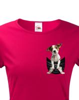 Dámské tričko pro pejskařky s Jack russel teriérem v kapsičce - kvalitní tisk