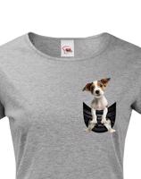 Dámské tričko pro pejskařky s Jack russel teriérem v kapsičce - kvalitní tisk