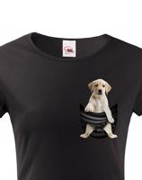 Dámské tričko pro pejskařky s Labradorem v kapsičce - kvalitní tisk