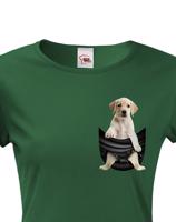 Dámské tričko pro pejskařky s Labradorem v kapsičce - kvalitní tisk